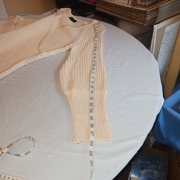 Say What? womens beige long sleeve vneck knitted sweater dress w/belt sz Large - Picture 7 of 8